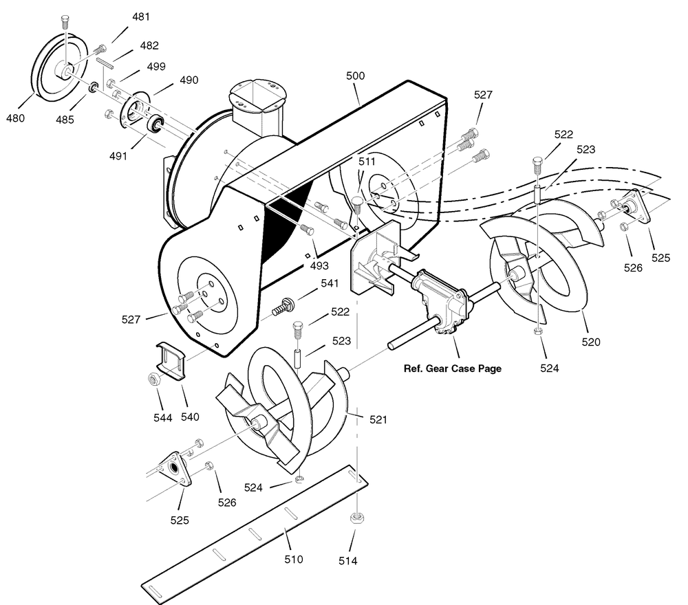 Auger Housing Diagram and Parts List for 624604X43B 2004 Briggs and Stratton Snow Blower